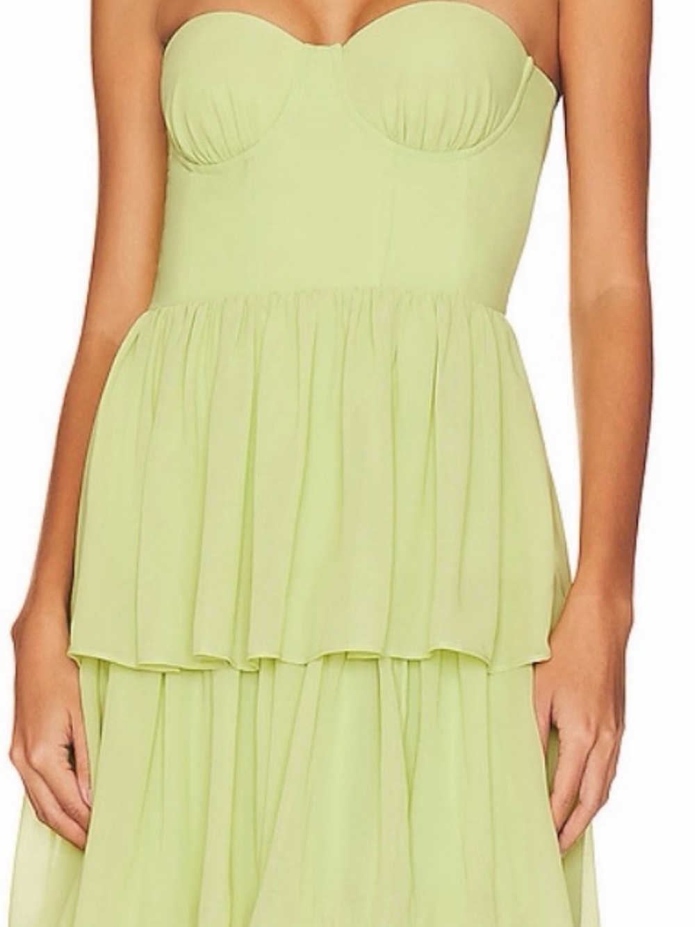 Lovers + Friends Lime Strapless Tiered Maxi Dress. SZ: S Like New. - Picture 5 of 8